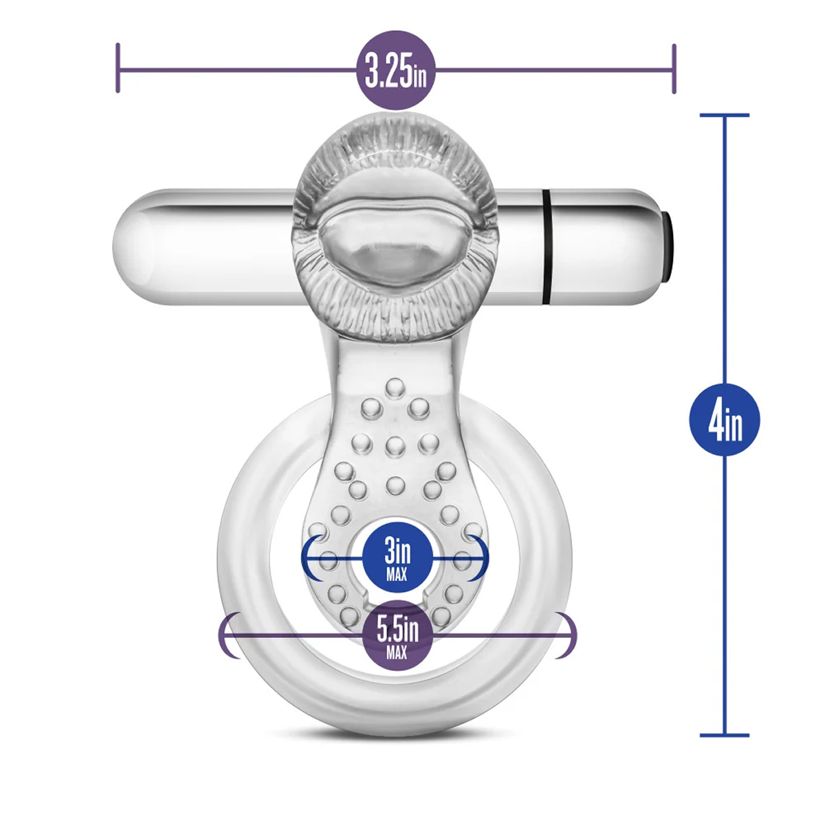 Blush Stay Hard Vibrating Tongue Ring - 10 Function Clear