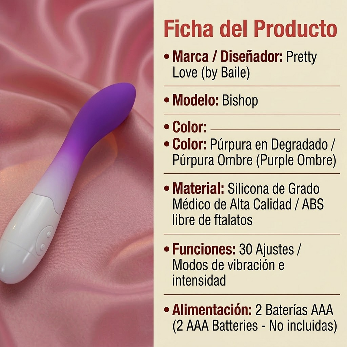 Pretty Love Bishop Vibrator - Purple Ombre