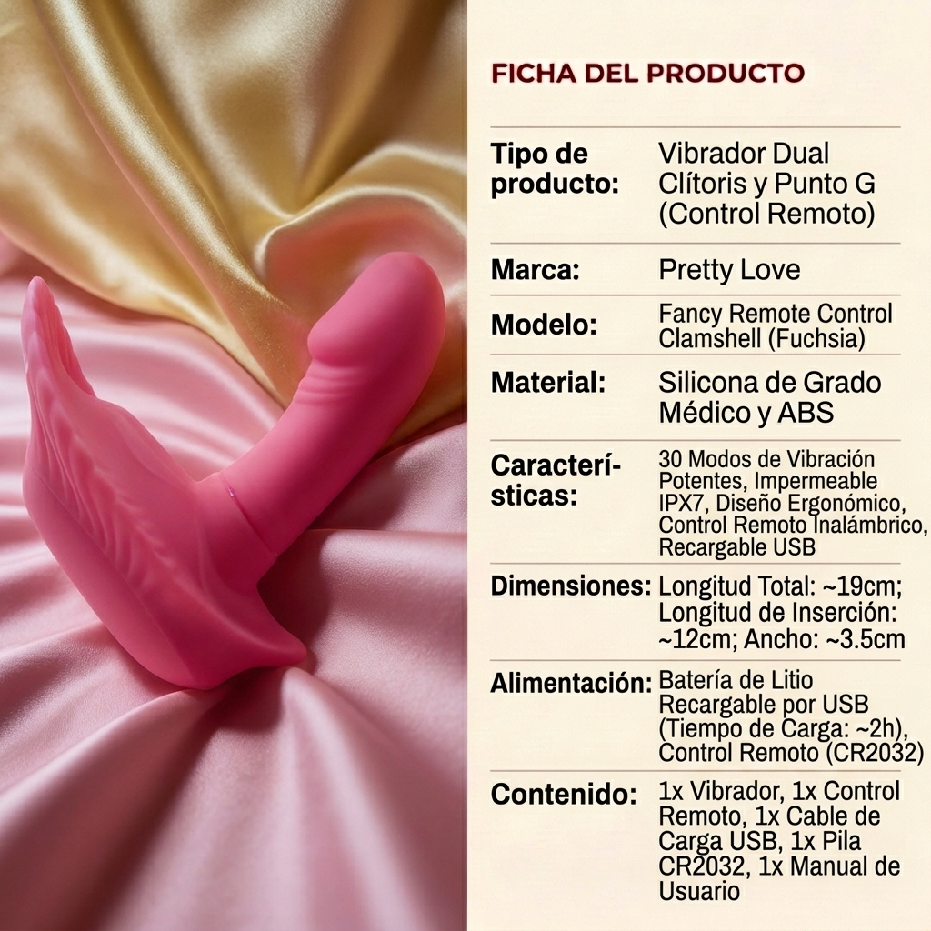 Pretty Love Fancy Remote Control Clamshell 30 Functions - Fuchsia