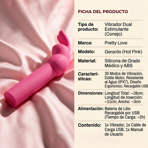 Pretty Love Gerardo Bunny Vibrator - Hot Pink