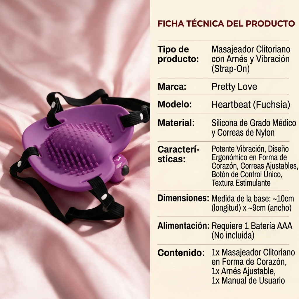 Pretty Love Heartbeat Strap On Clitoral Massager - Fuchsia