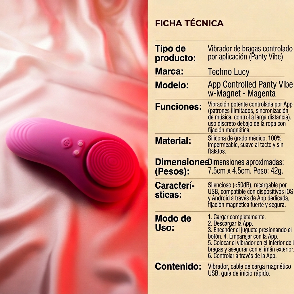 Techno Lucy App Controlled Panty Vibe w/Magnet - Magenta