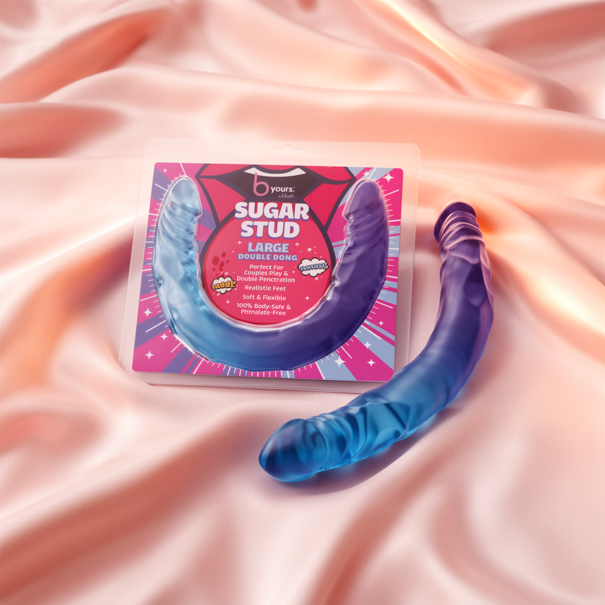 Blush B Yours 14" Large Double Dong Sugar Stud - Multi Color