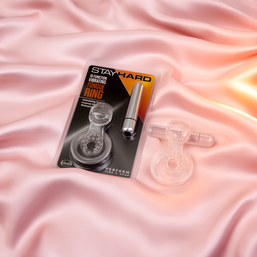Blush Stay Hard Vibrating Tongue Ring - 10 Function Clear