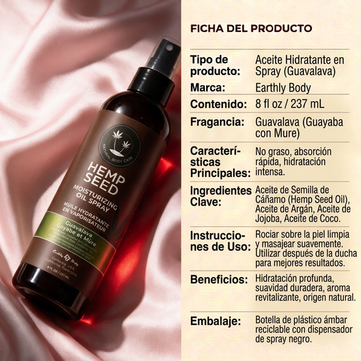 Earthly Body Moisturizing Oil Spray - 8 oz Guavalava