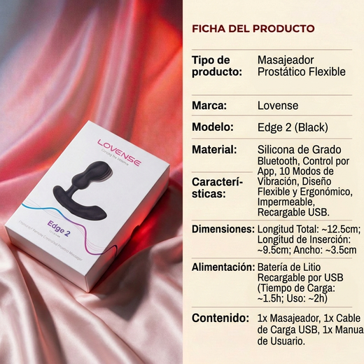 Lovense Edge 2 Flexible Prostate Massager - Black
