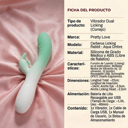 Pretty Love Cerberus Licking Rabbit - Aqua Ombre