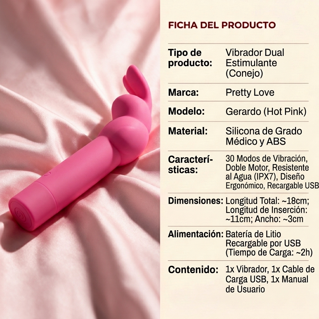 Pretty Love Gerardo Bunny Vibrator - Hot Pink