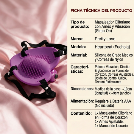 Pretty Love Heartbeat Strap On Clitoral Massager - Fuchsia