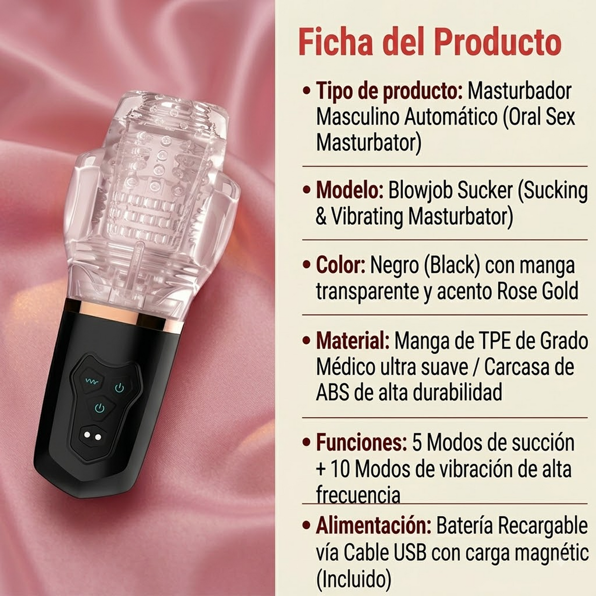 Sucking & Vibrating Blowjob Sucker - Black