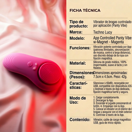 Techno Lucy App Controlled Panty Vibe w/Magnet - Magenta